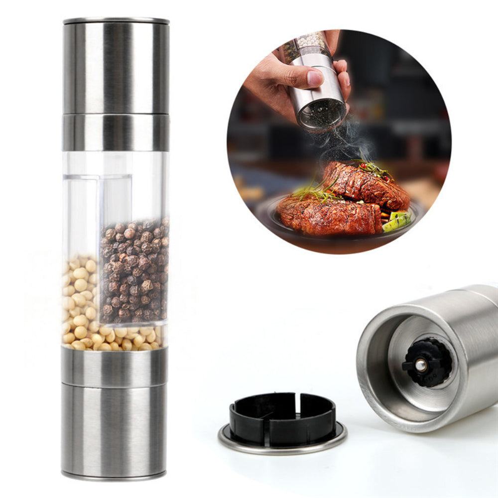 Moedor Sal e Pimenta Manual Duplo Gourmet Manual 2 Em 1 Aço Inox GourmetGrind