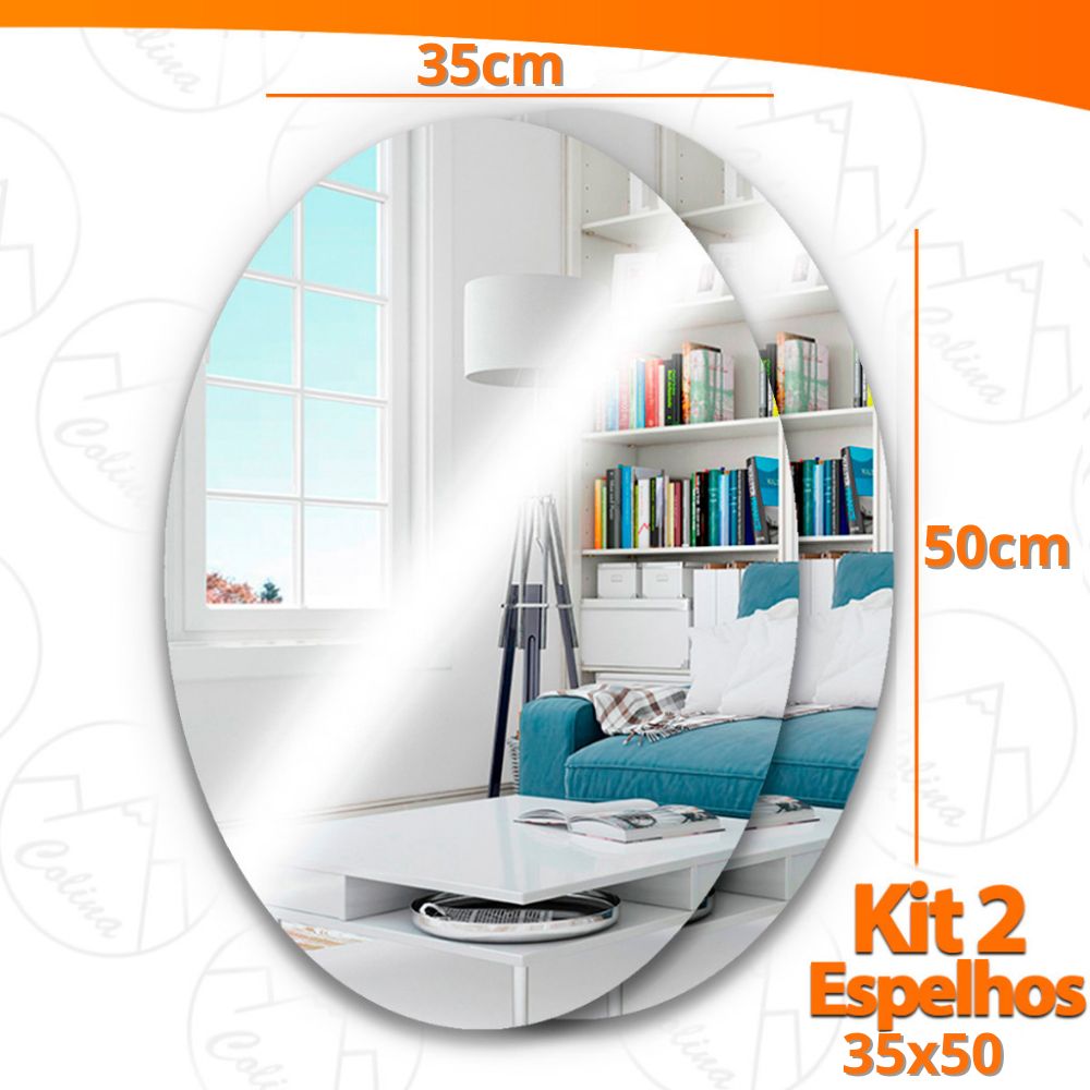 Espelhos Adesivos Acrílico Oval e Retangular Diversos Tamanhos – Decoração Moderna e Versátil!