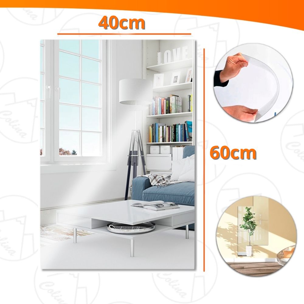 Espelhos Adesivos Acrílico Oval e Retangular Diversos Tamanhos – Decoração Moderna e Versátil!