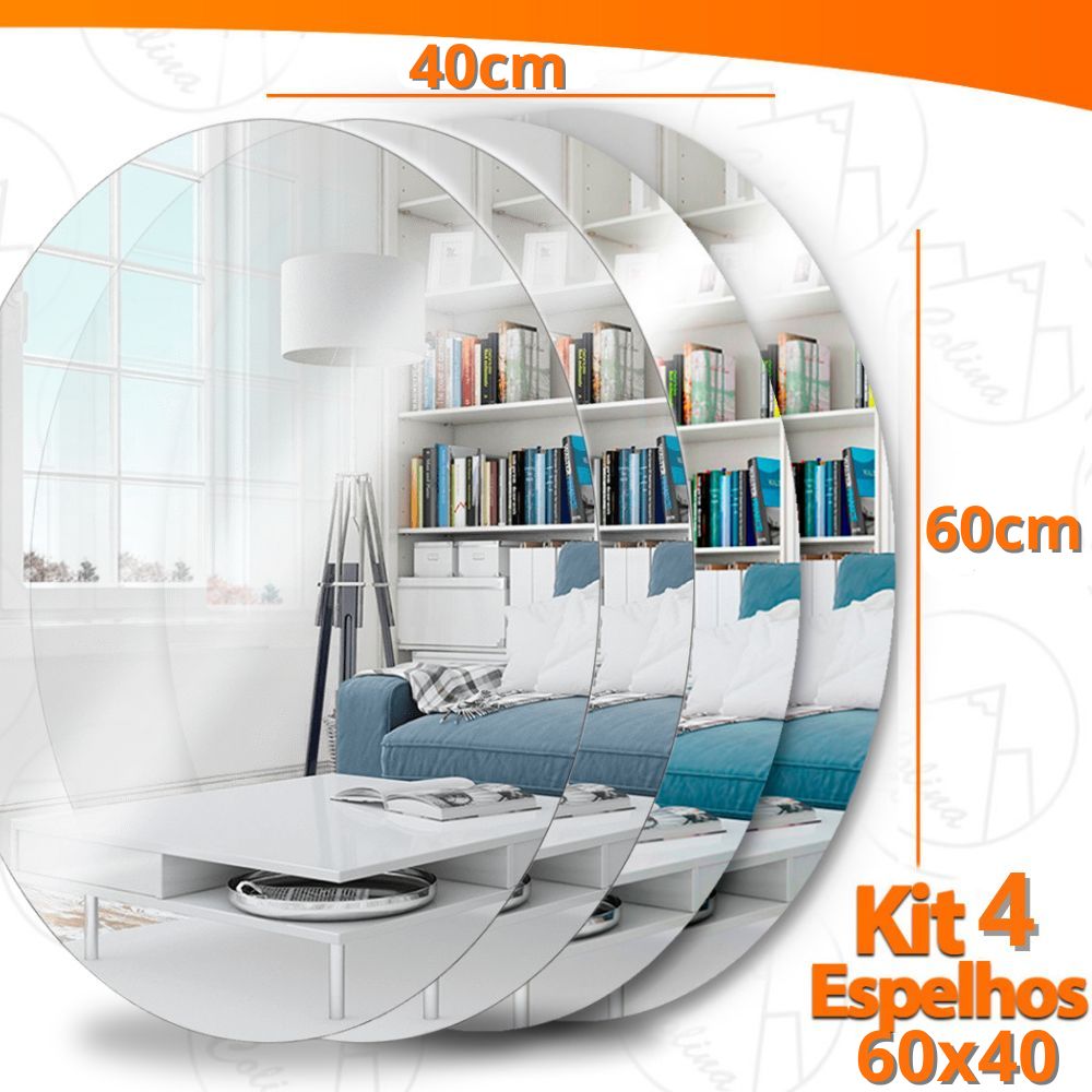 Espelhos Adesivos Acrílico Oval e Retangular Diversos Tamanhos – Decoração Moderna e Versátil!