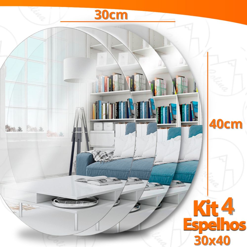 Espelhos Adesivos Acrílico Oval e Retangular Diversos Tamanhos – Decoração Moderna e Versátil!