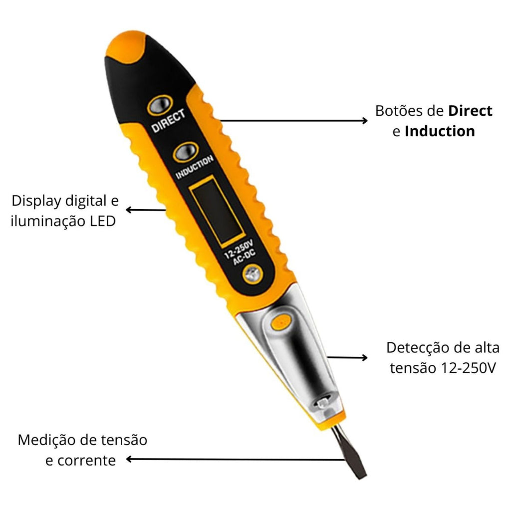 Kit Chave Teste Digital e Caneta Detectora ou Voltímetro – Segurança e Praticidade para Suas Medições!