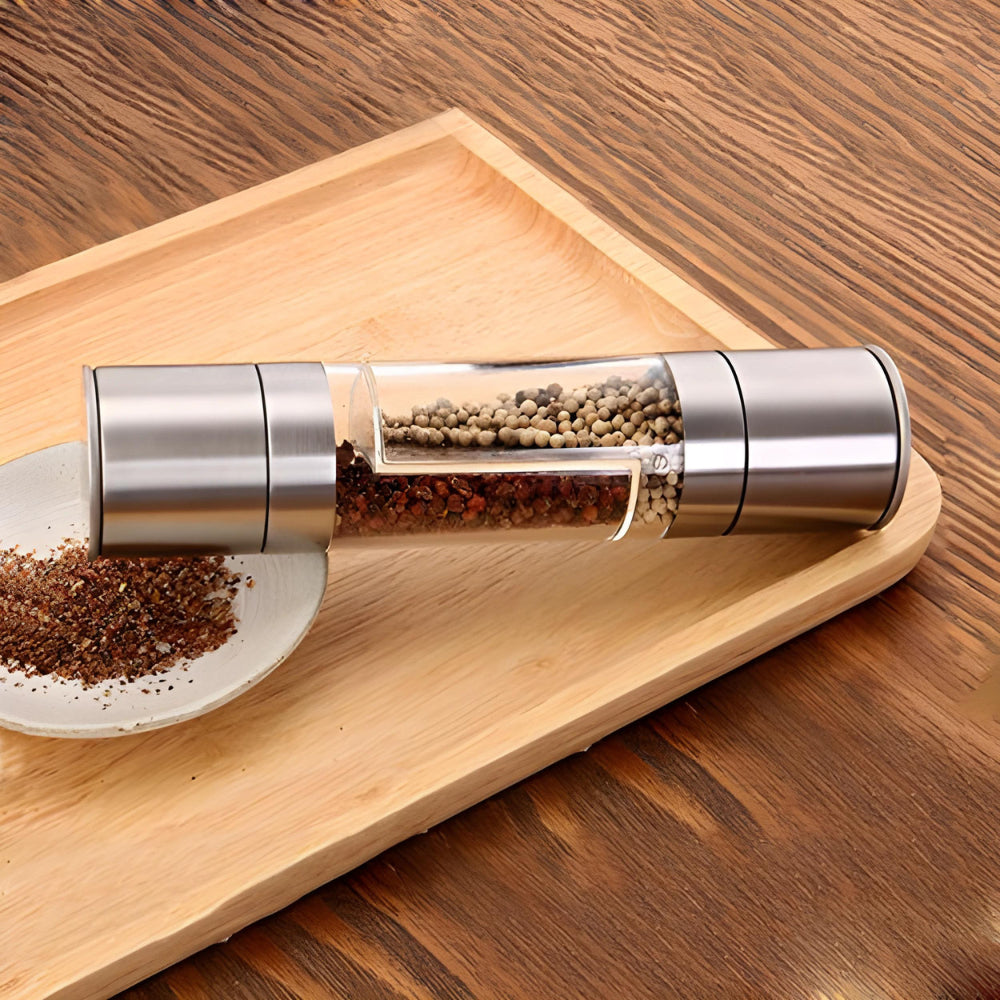 Moedor Sal e Pimenta Manual Duplo Gourmet Manual 2 Em 1 Aço Inox GourmetGrind