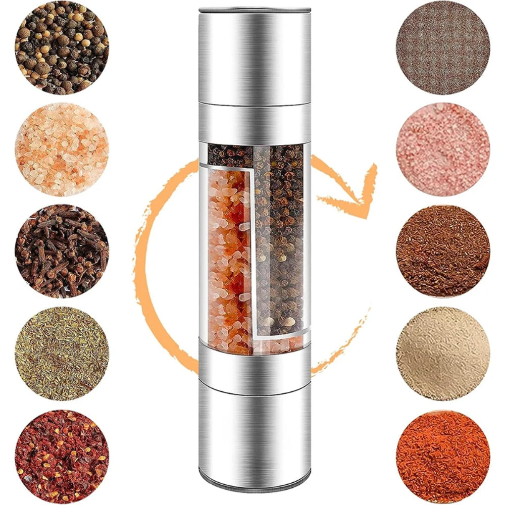 Moedor Sal e Pimenta Manual Duplo Gourmet Manual 2 Em 1 Aço Inox GourmetGrind