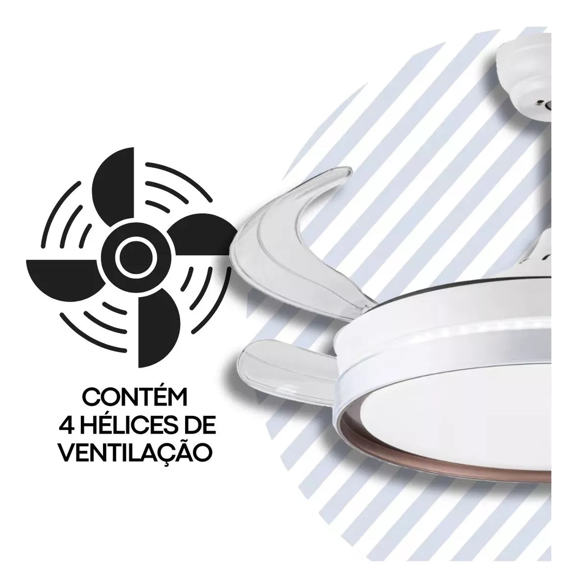 Ventilador de Teto LED Retrátil 46cm 6 Velocidades Controle Remoto Bivolt Branco com Pás Transparentes - Conforto e Elegância