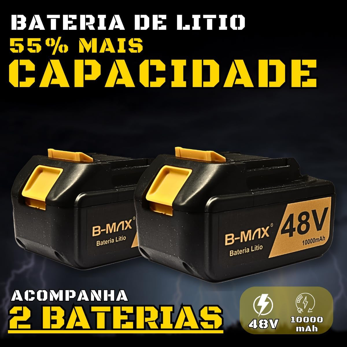 Parafusadeira Furadeira E Chave De Impacto Sem Fio 48v 2 Bat