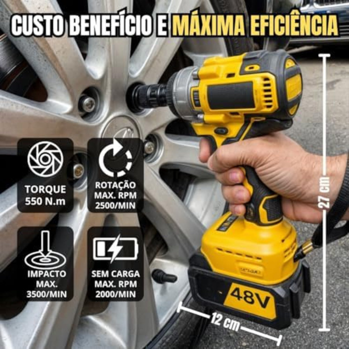 Parafusadeira Furadeira E Chave De Impacto Sem Fio 48v 2 Bat