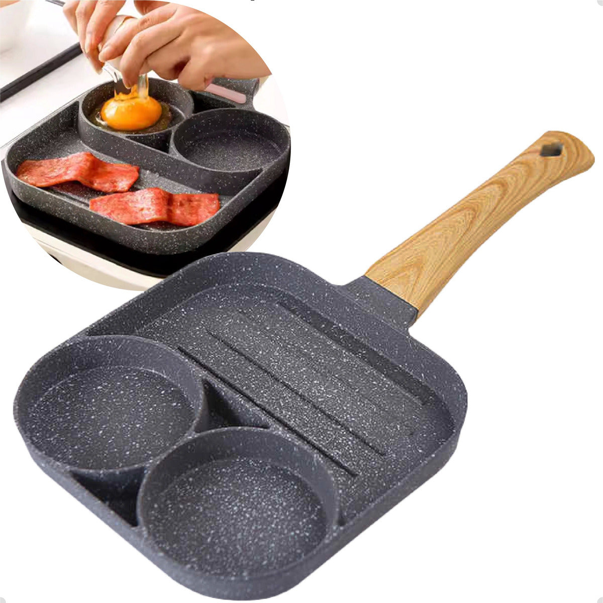 Frigideira Antiaderente 3 em 1 para Ovos, Hambúrguer e Panquecas 19cm Indução - Prática e Saudável