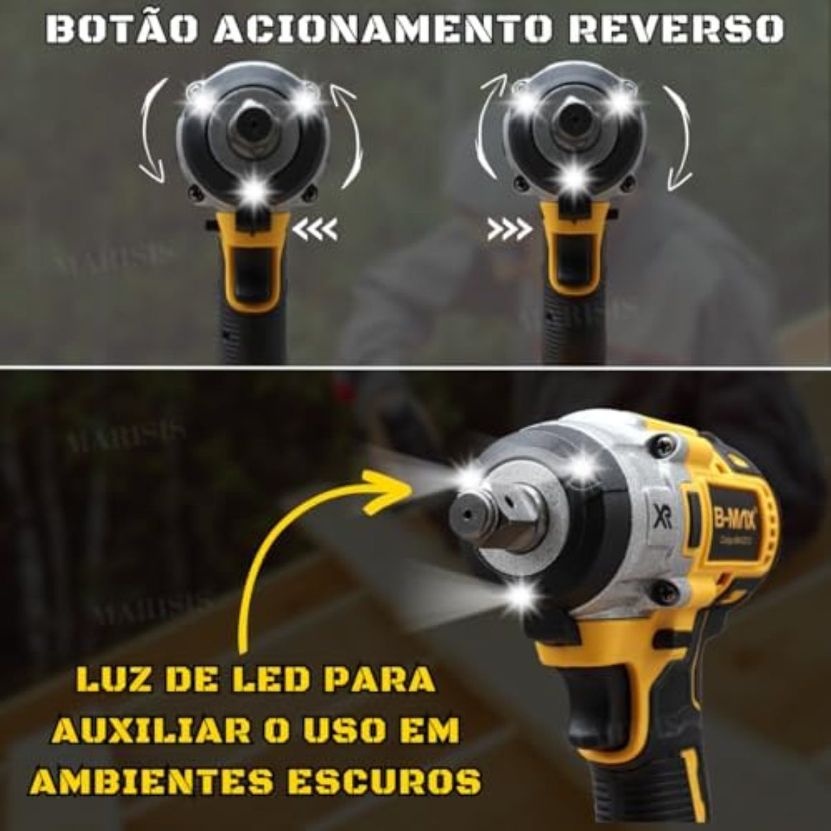 Parafusadeira Furadeira E Chave De Impacto Sem Fio 48v 2 Bat