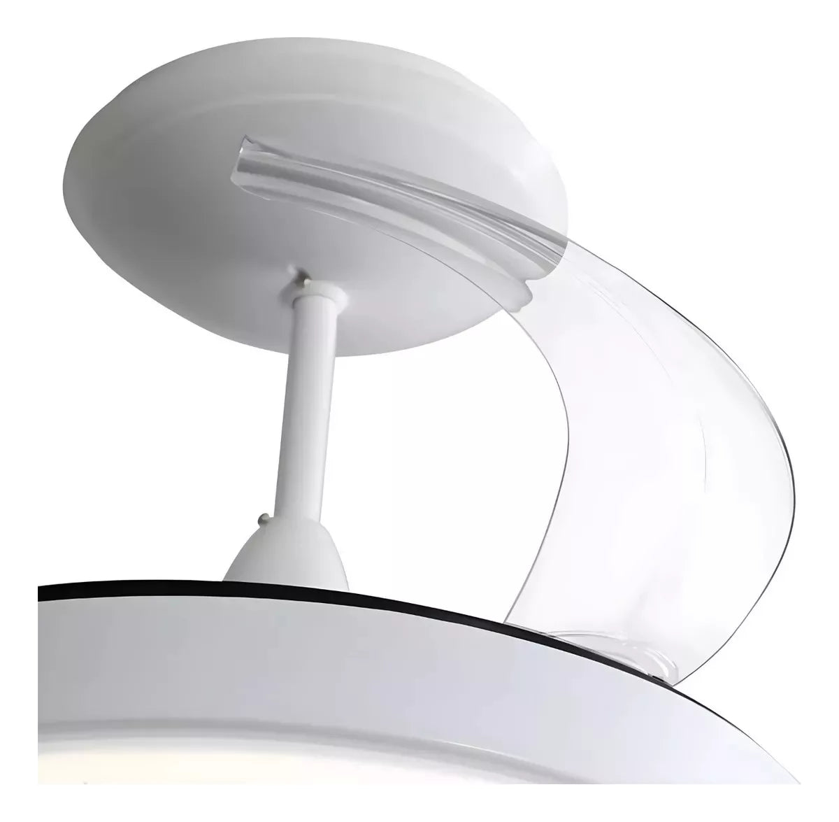 Ventilador de Teto LED Retrátil 46cm 6 Velocidades Controle Remoto Bivolt Branco com Pás Transparentes - Conforto e Elegância