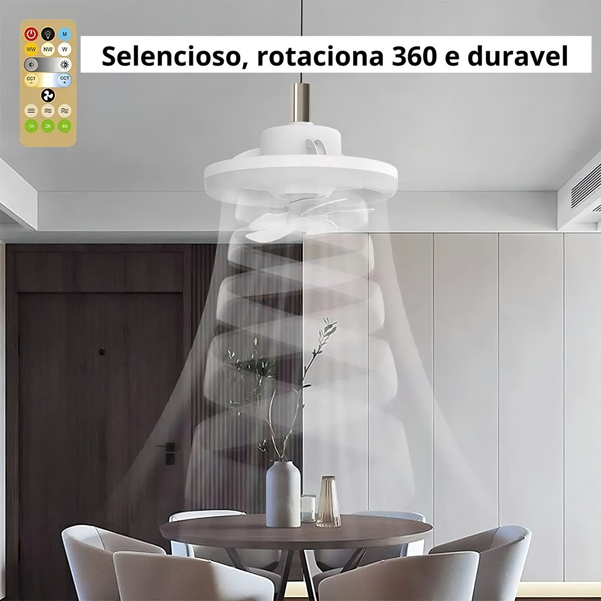 Ventilador De Teto Com Lâmpada Led Com Controle Remoto 3 Mod Diâmetro 230 Mm