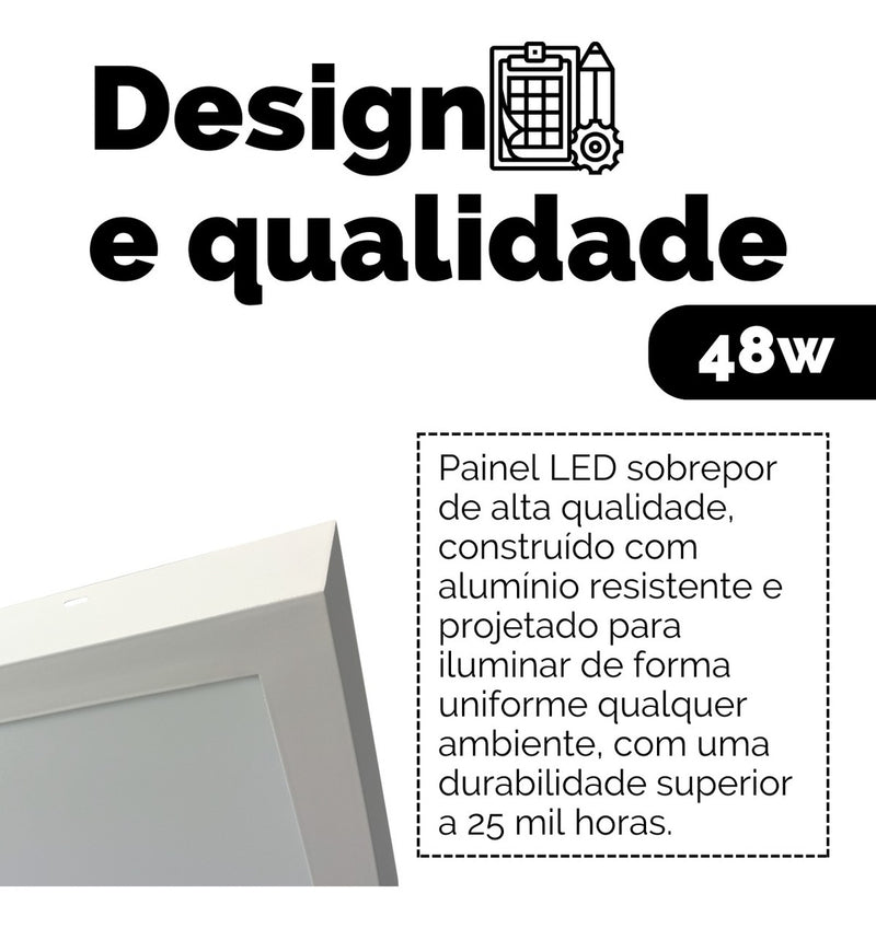 Painel Retangular Plafon 30x120 Sobrepor Luminária Br Neutro