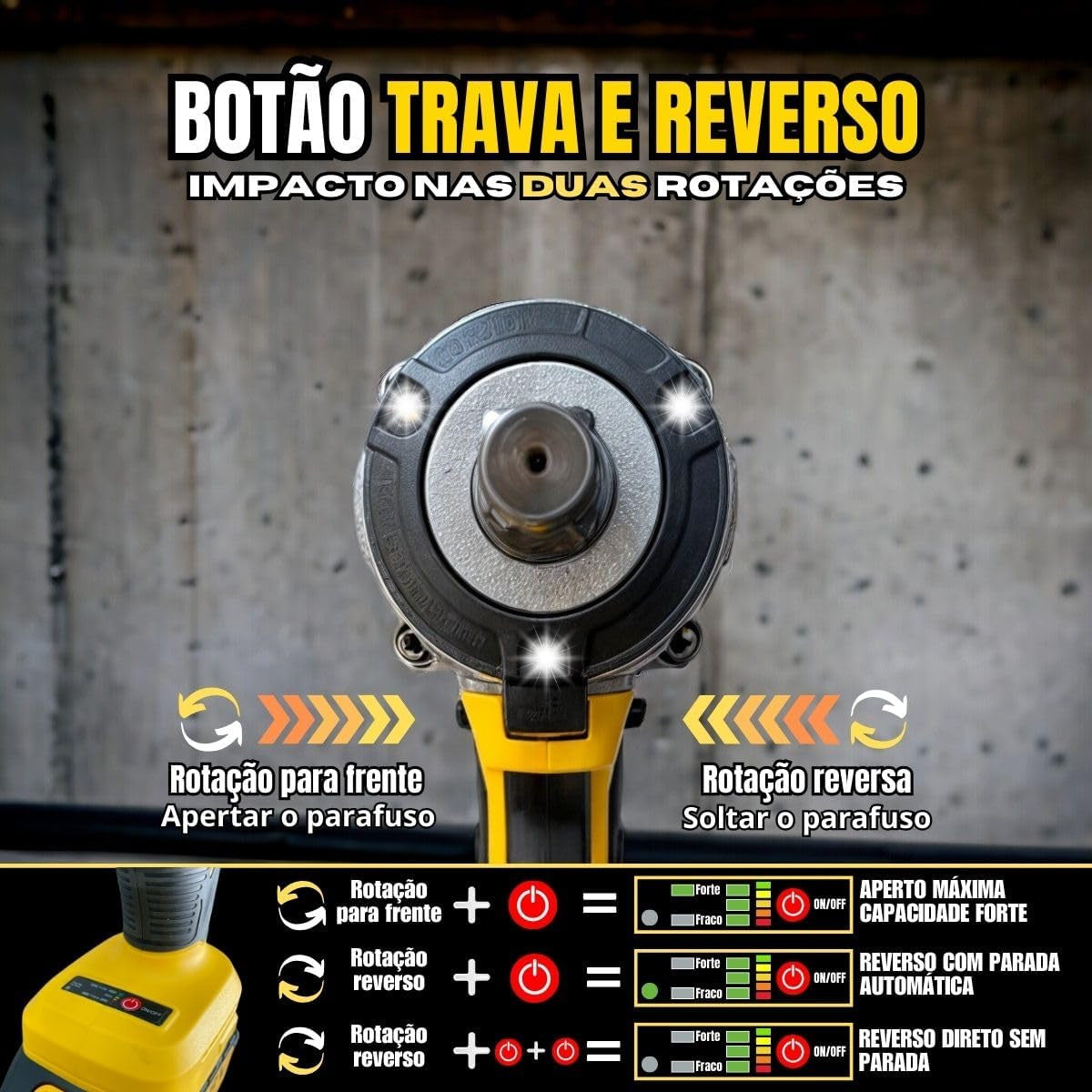 Parafusadeira Furadeira E Chave De Impacto Sem Fio 48v 2 Bat