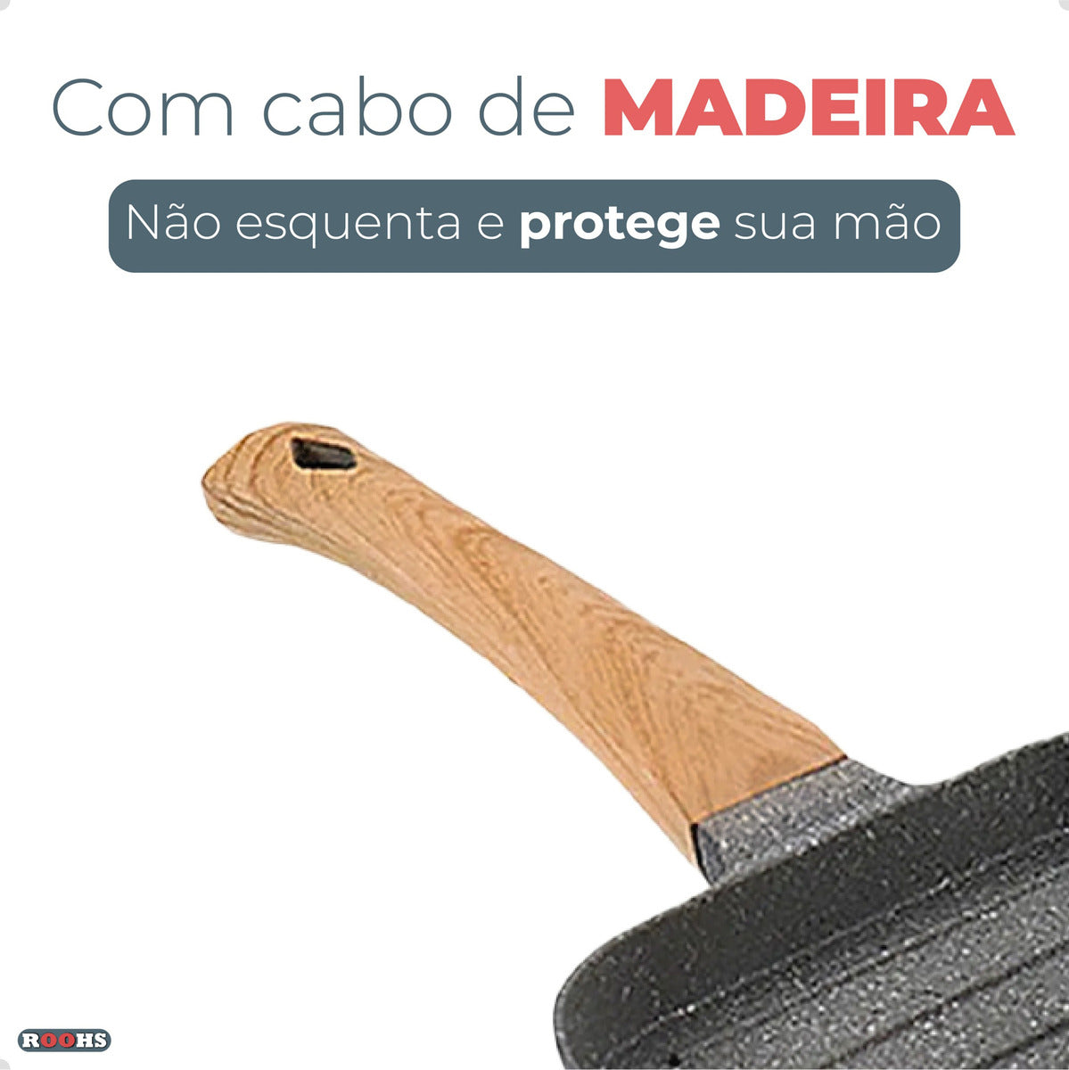 Frigideira Antiaderente 3 em 1 para Ovos, Hambúrguer e Panquecas 19cm Indução - Prática e Saudável