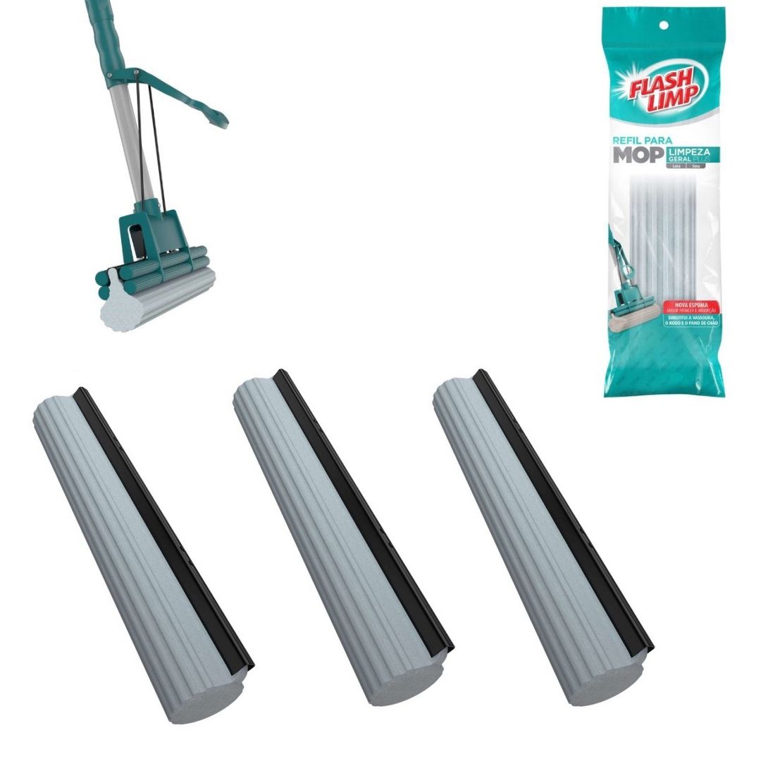 Kit com 3 Refis para Rodo Mop Limpeza Geral Plus – Limpeza Eficiente e Sem Esforço!