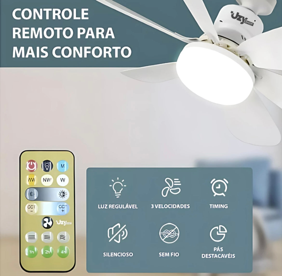 Ventilador de Teto LED 60W com Controle Remoto - Conforto e Estilo em Um Só!