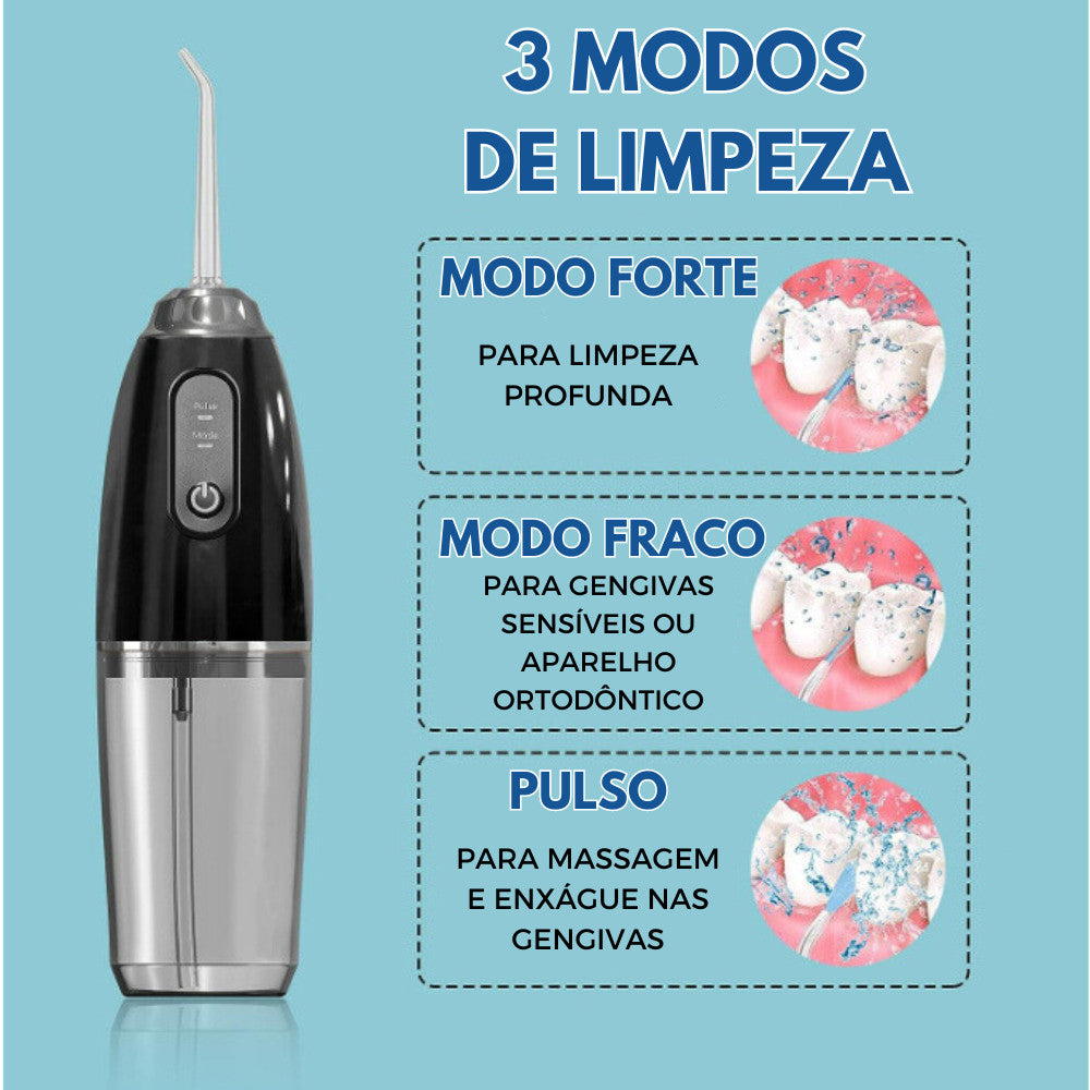 Irrigador Oral Jato de Água Dental Water Flosser Bucal Recarregável Portátil Sem Fio
