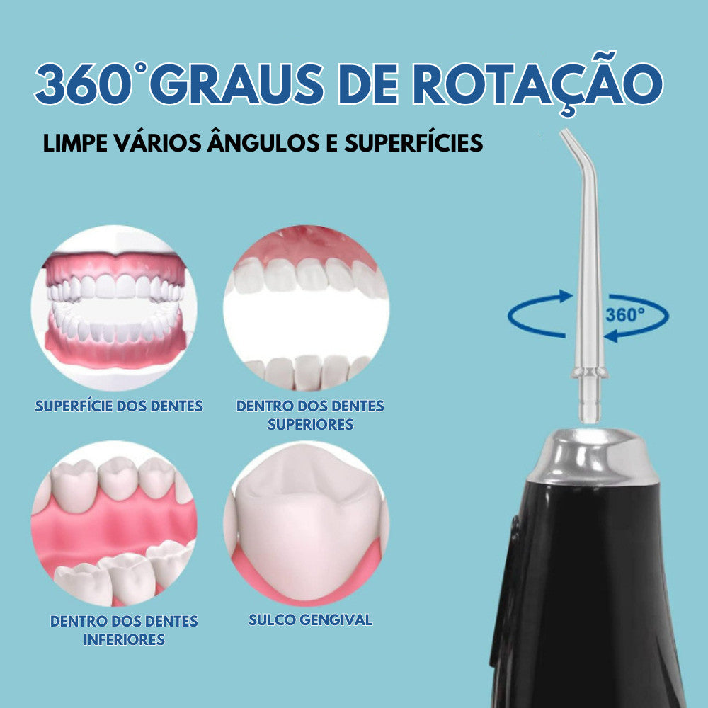 Irrigador Oral Jato de Água Dental Water Flosser Bucal Recarregável Portátil Sem Fio