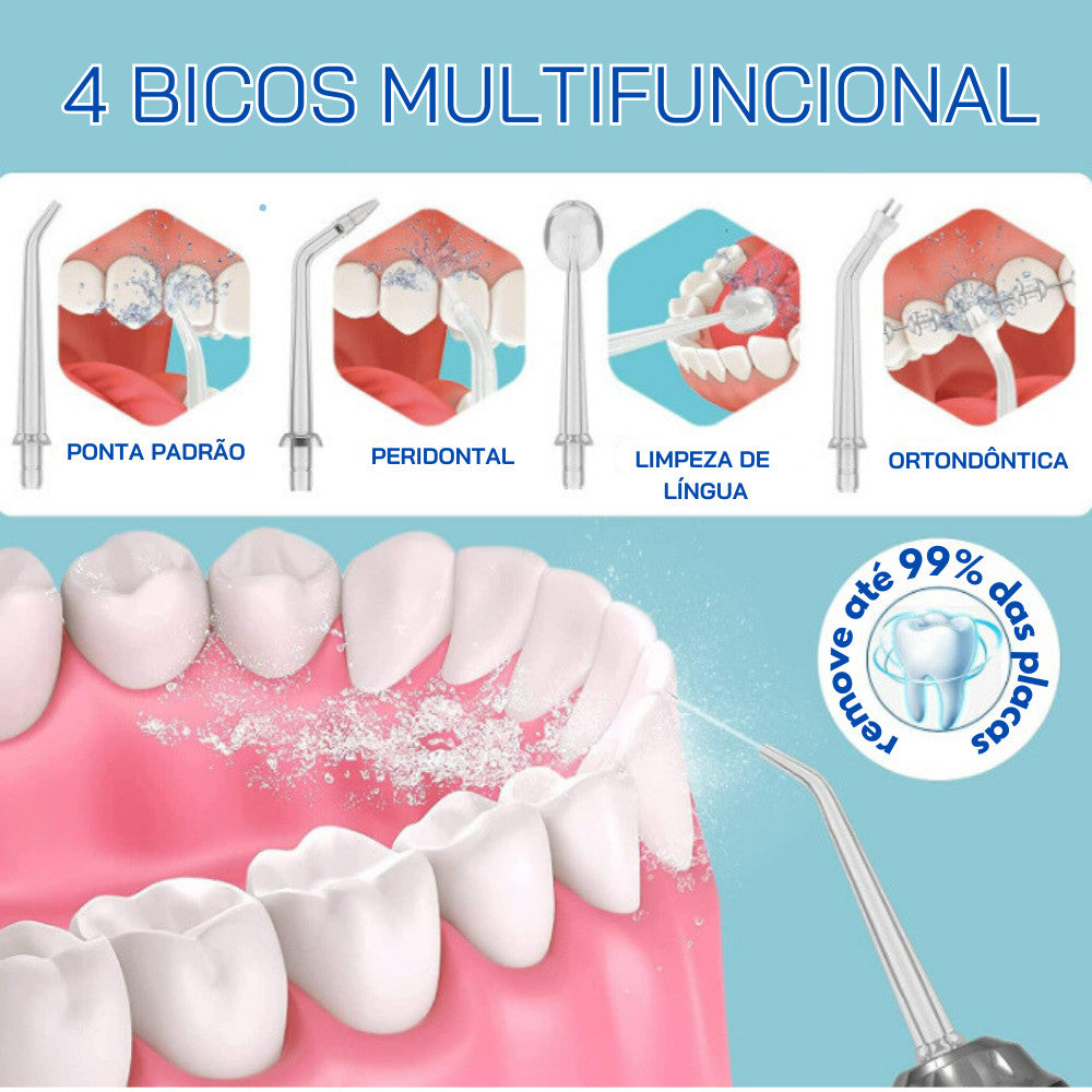 Irrigador Oral Jato de Água Dental Water Flosser Bucal Recarregável Portátil Sem Fio