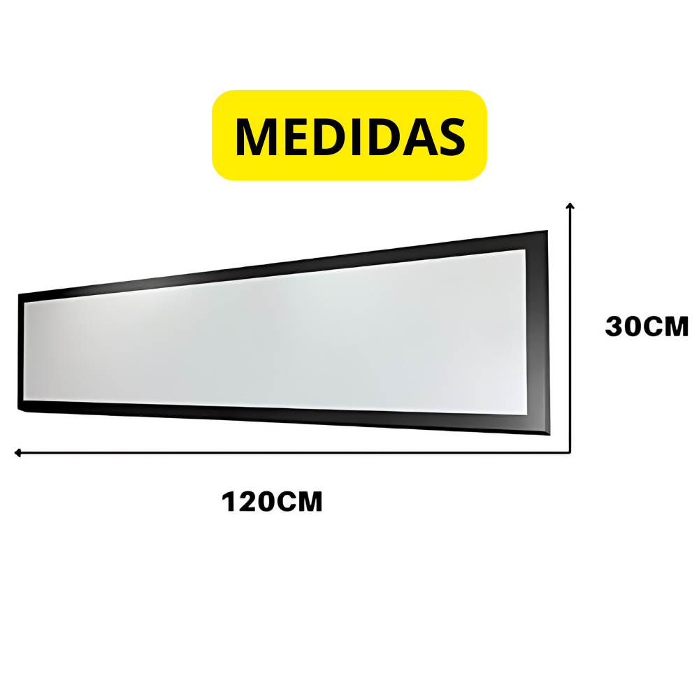 Luminaria 30x120 Plafon Sobrepor 6500k Branco Frio Painel Led Retangular Preta 48w