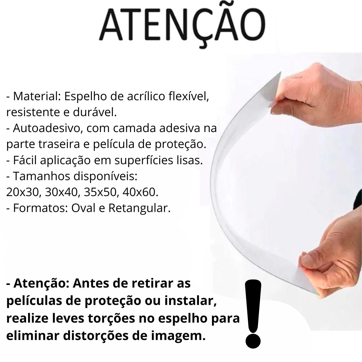 Espelhos Adesivos Acrílico Oval e Retangular Diversos Tamanhos – Decoração Moderna e Versátil!