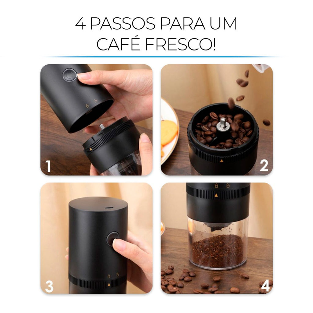 Moedor de Grão de Café Elétrico Portátil Grão Recarregável Portátil Ajuste Níveis de Moagem