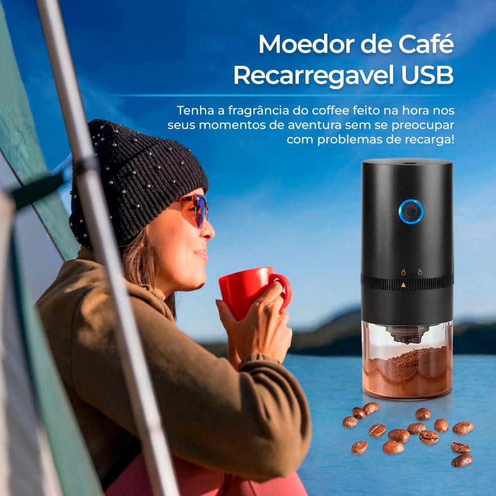 Moedor de Grão de Café Elétrico Portátil Grão Recarregável Portátil Ajuste Níveis de Moagem