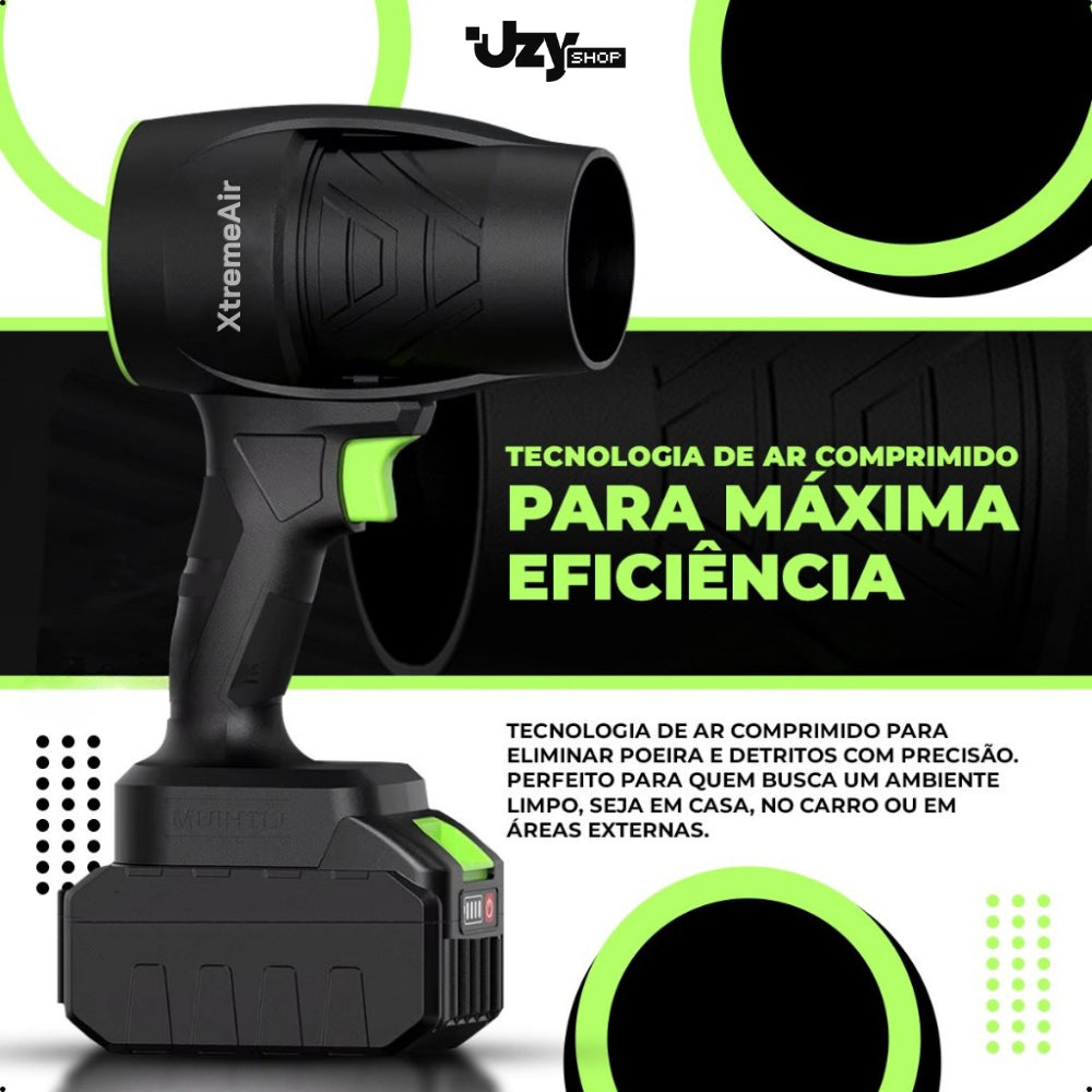 Soprador Turbo Portátil USB Recarregável 2 Baterias Bivolt Super Potente