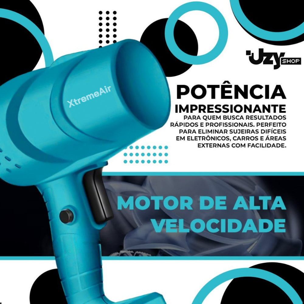 Soprador Turbo Portátil USB Recarregável 2 Baterias Bivolt Super Potente