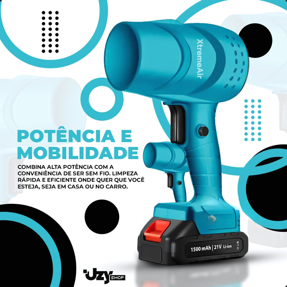 Soprador Turbo Portátil USB Recarregável 2 Baterias Bivolt Super Potente