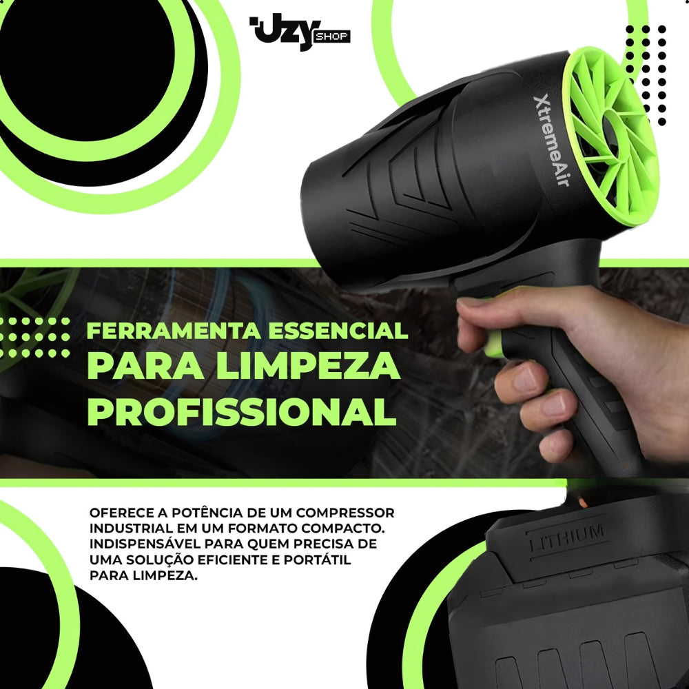 Soprador Turbo Portátil USB Recarregável 2 Baterias Bivolt Super Potente