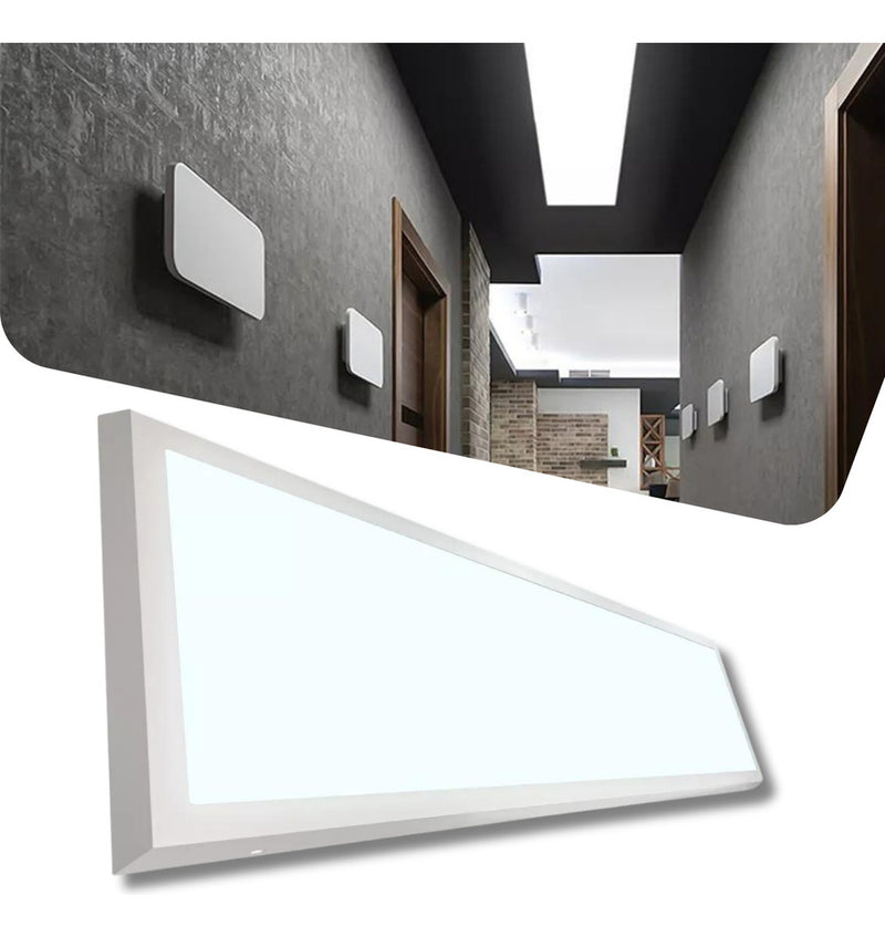 Painel Retangular Plafon 30x120 Sobrepor Luminária Br Neutro