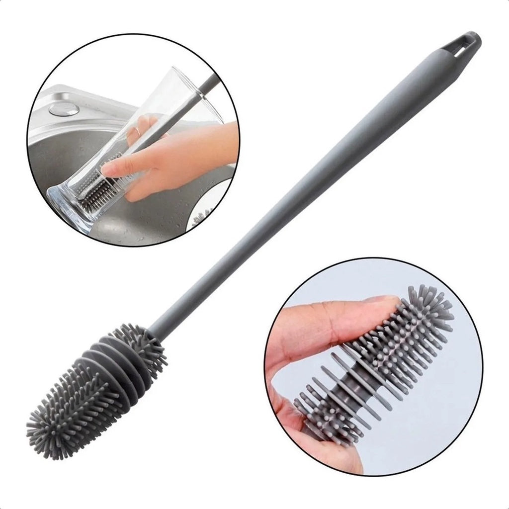 Escova de Silicone 33cm para Copos, Mamadeiras e Garrafas - Limpeza Fácil e Eficiente!