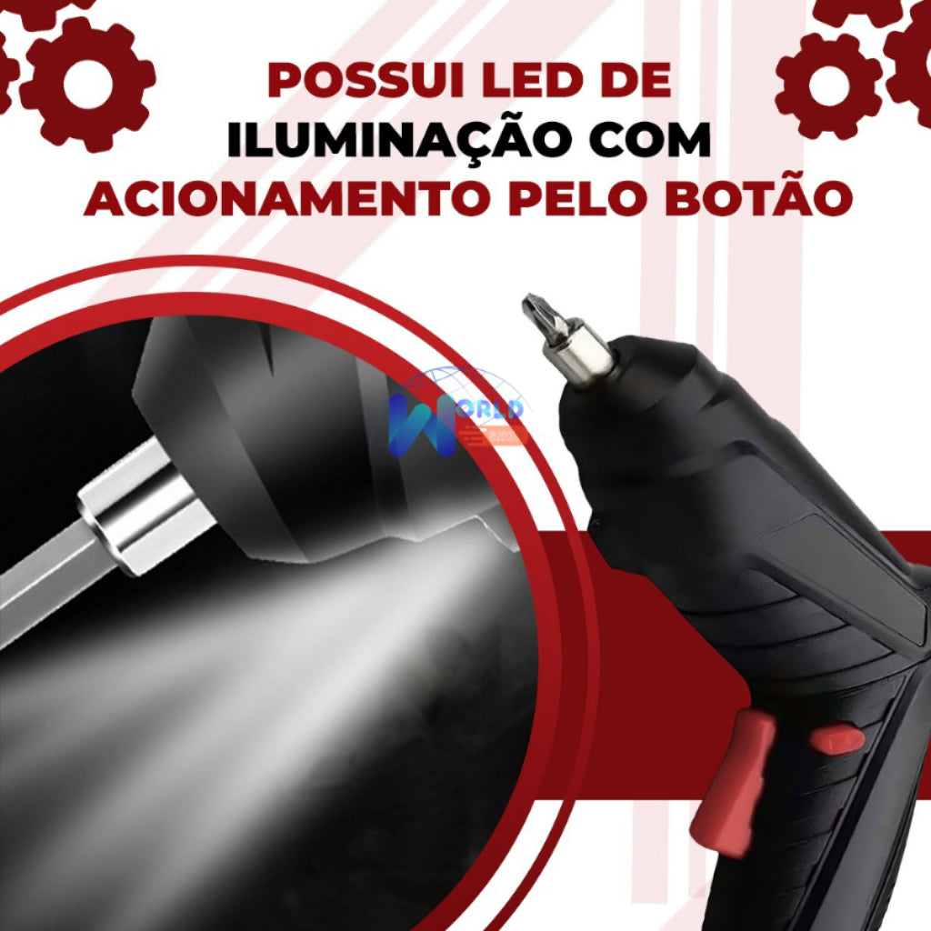 Kit Ferramenta 93 Peças Jogo Soquete Com Parafusadeira Furadeira Com Maleta
