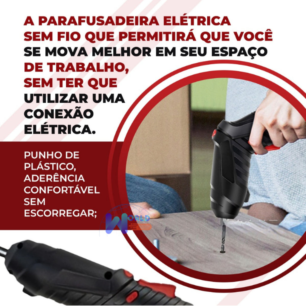 Kit Ferramenta 93 Peças Jogo Soquete Com Parafusadeira Furadeira Com Maleta