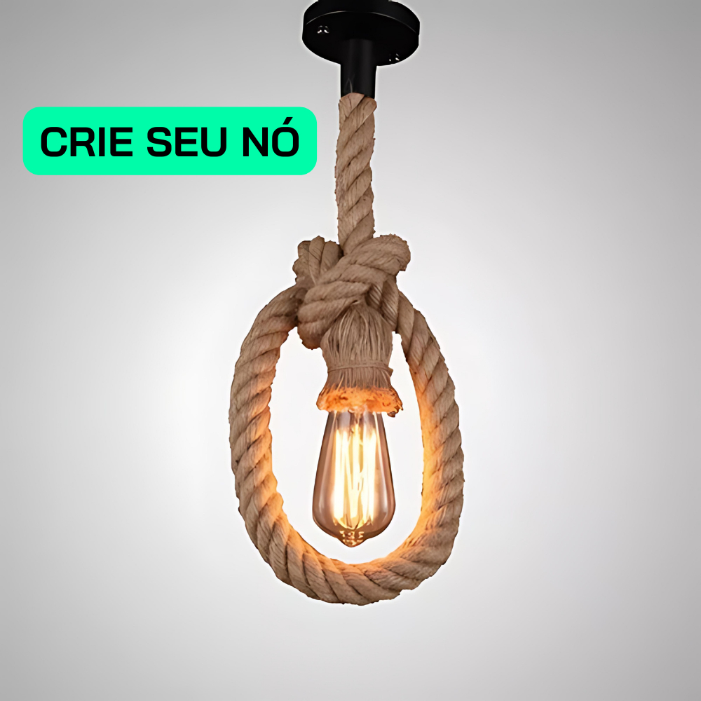 Kit Pendente Corda Sisal Retro 1M + Lâmpada LED Filamento 4W – Iluminação Vintage e Aconchegante! - Uzy Shop