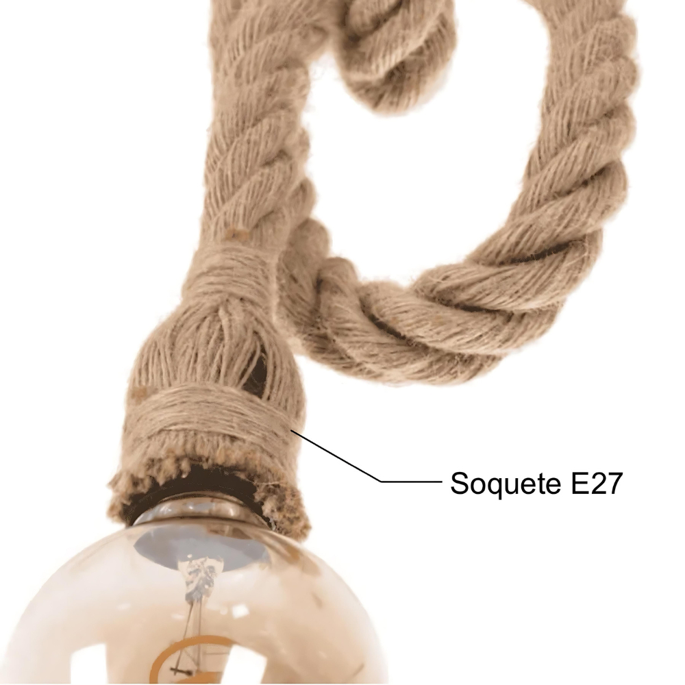 Kit Pendente Corda Sisal Retro 1M + Lâmpada LED Filamento 4W – Iluminação Vintage e Aconchegante! - Uzy Shop