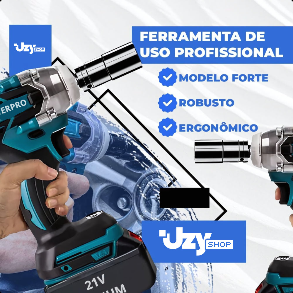 Chave De Impacto Parafusadeira Furadeira PowerPro + Maleta Acessorios 02 Baterias 21v