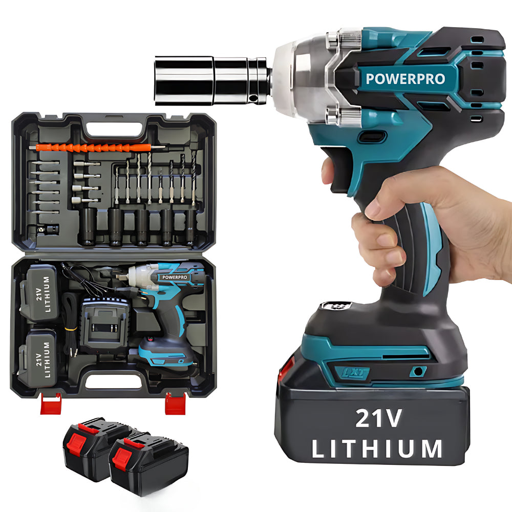 Chave De Impacto Parafusadeira Furadeira PowerPro + Maleta Acessorios 02 Baterias 21v