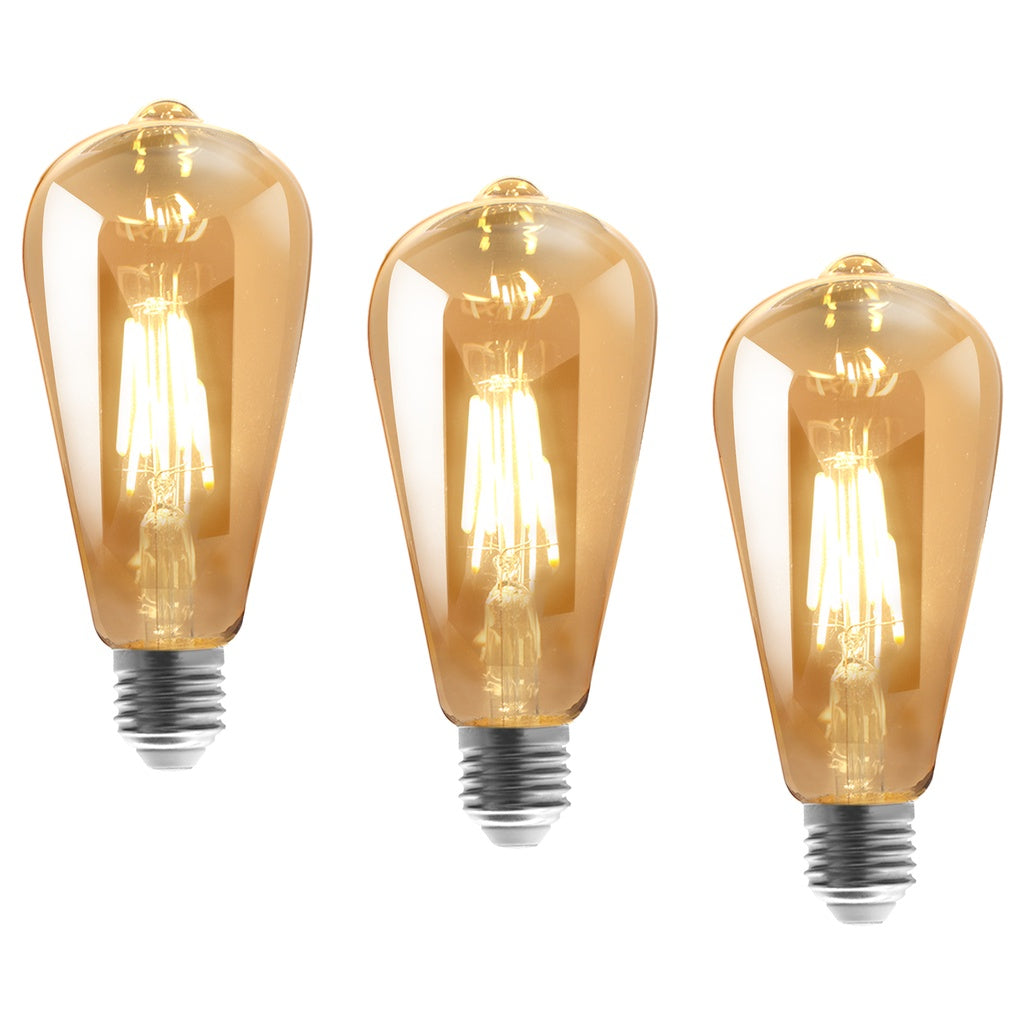 Kit 3 Lâmpadas Filamento Led Retrô Vintage 4w Quente St64 Âmbar Cor Da Luz Branco-quente 110v/220v
