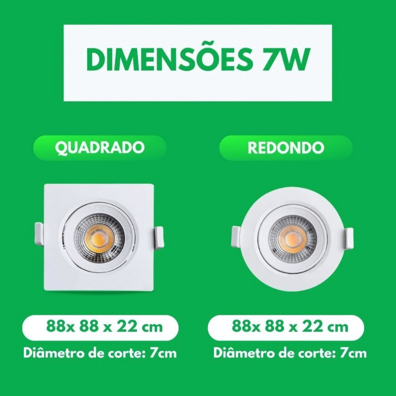 it com 50 Luminárias LED Spot 7W Redondo/Quadrado – Iluminação Profissional para Projetos Amplos!