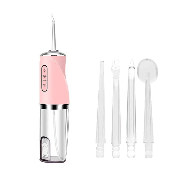 Irrigador Oral Water Flosser Portátil 300ml Branco/Verde/Rosa – Higiene Bucal Avançada!