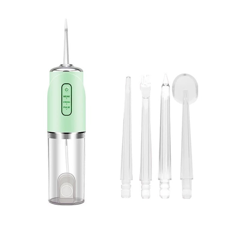 Irrigador Oral Water Flosser Portátil 300ml Branco/Verde/Rosa – Higiene Bucal Avançada!