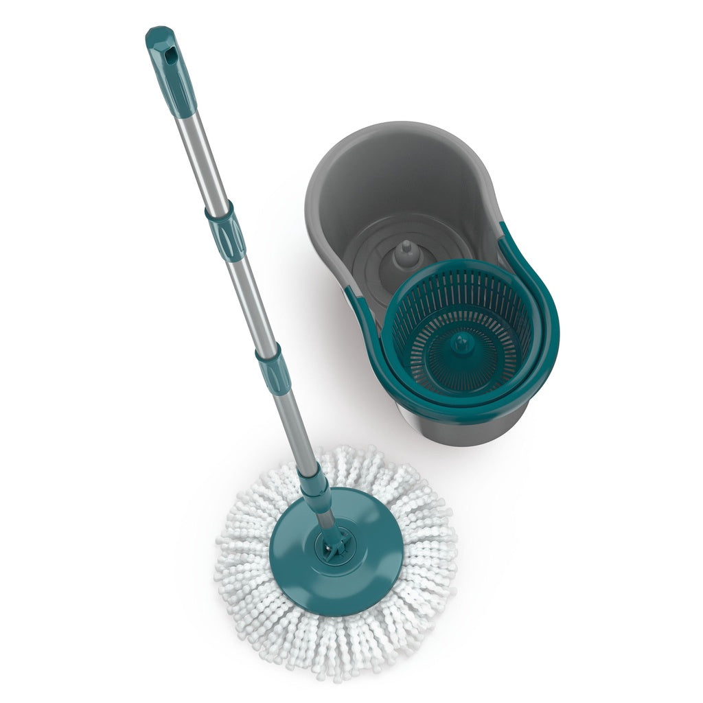 Esfregão Mop Giratório Fit Flashlimp + Balde Multiuso 8 Litros Original Kit Cabo Inox Regulável Cesto