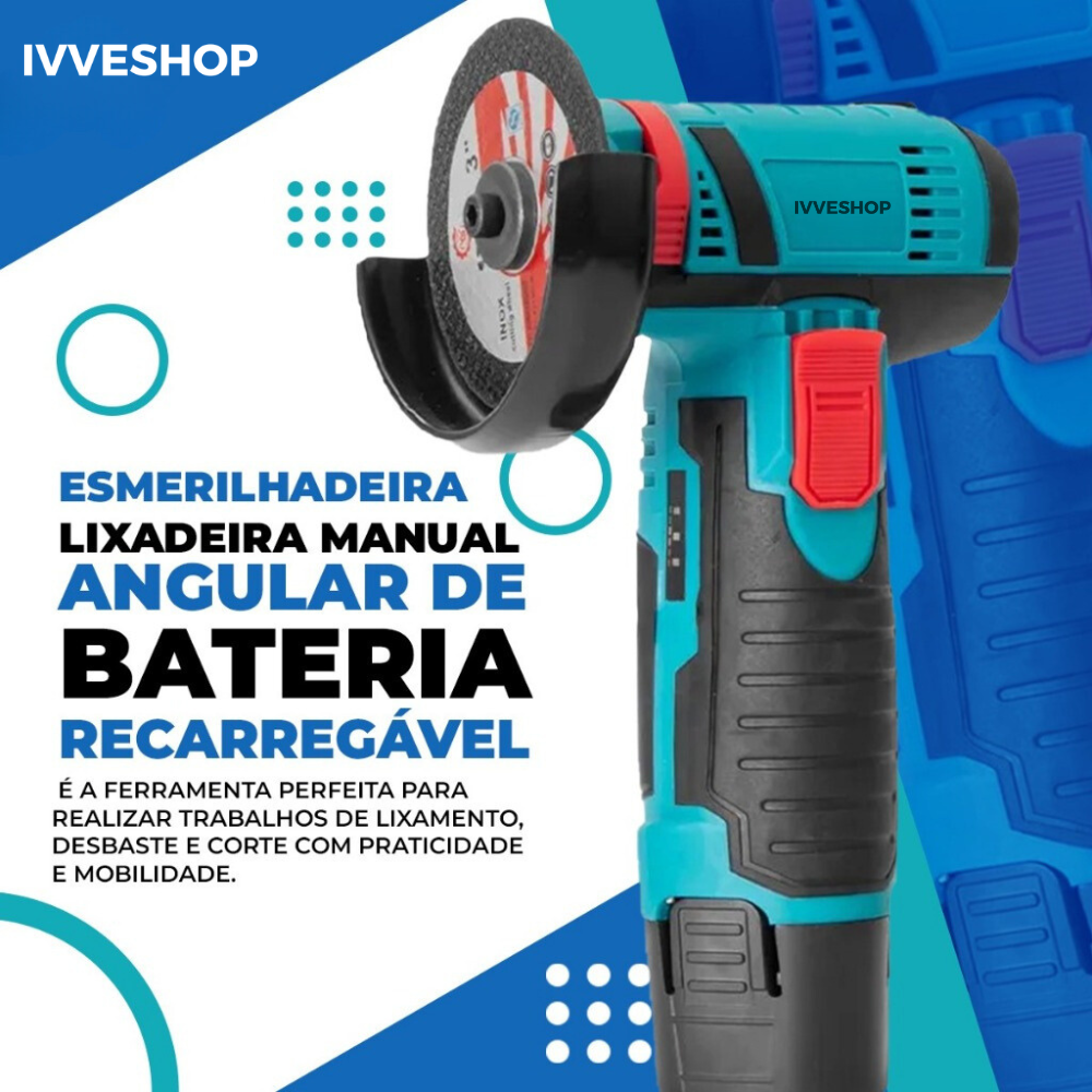 Esmerilhadeira Lixadeira PowerGrip Portátil Bateria Recarregável 12V Serra Mármore