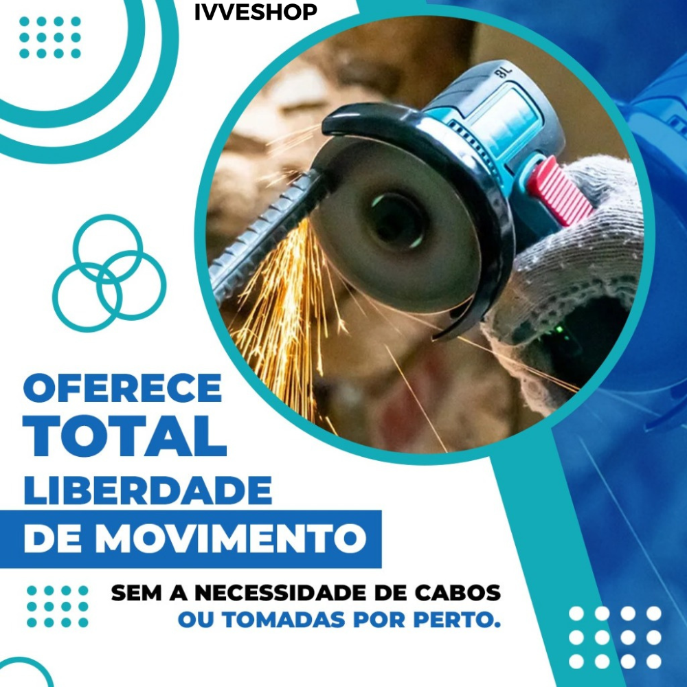 Esmerilhadeira Lixadeira PowerGrip Portátil Bateria Recarregável 12V Serra Mármore