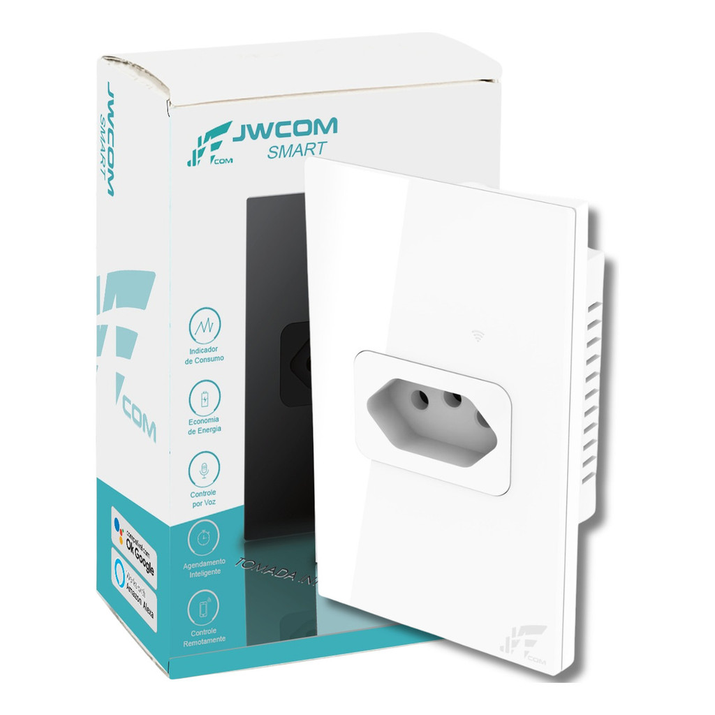 Tomada WiFi Inteligente de Embutir 20A Preto/Branco – Controle e Economia na Palma da Sua Mão!