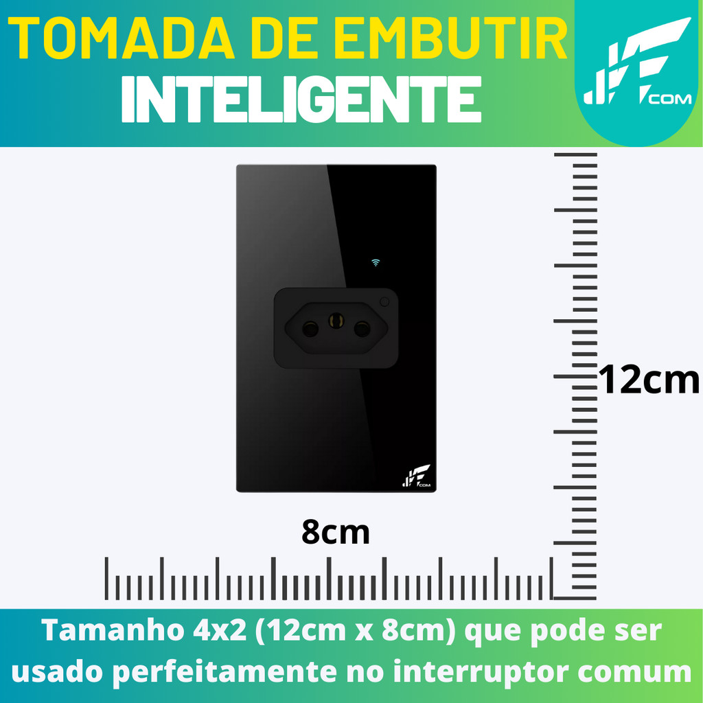 Tomada WiFi Inteligente de Embutir 20A Preto/Branco – Controle e Economia na Palma da Sua Mão!