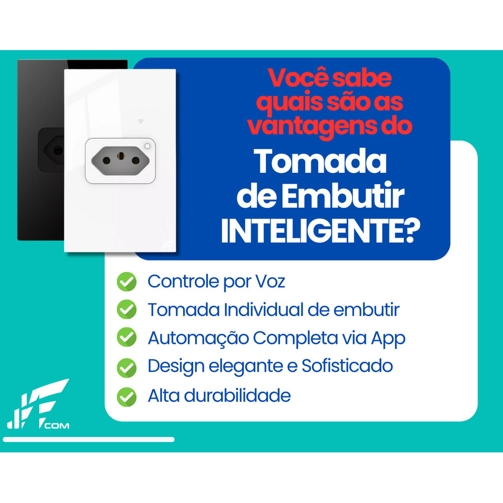 Tomada WiFi Inteligente de Embutir 20A Preto/Branco – Controle e Economia na Palma da Sua Mão!