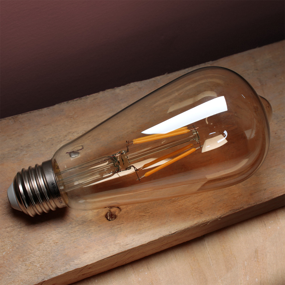 Kit com 6 Lâmpadas Filamento LED Retrô ST64 4W – Ilumine com Estilo Vintage!